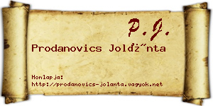 Prodanovics Jolánta névjegykártya